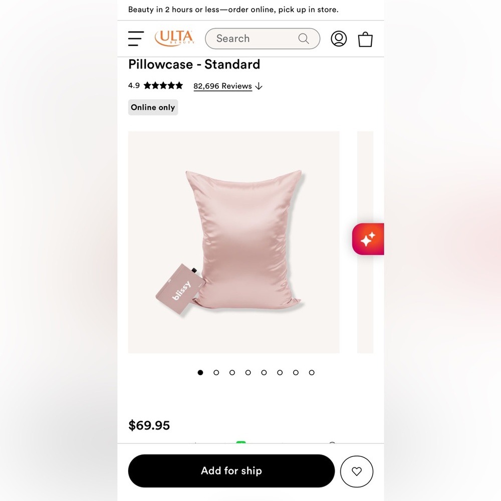 Blissy Standard- blush pink silk pillow case